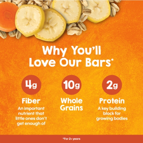 Happy Tot Fiber & Protein Soft-Baked Banana & Carrot Bars Snack Perspective: left