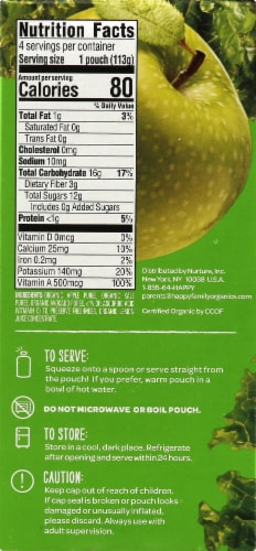 Happy Baby® Organic Apples Kale & Avocados Stage 2 Baby Food Pouches Perspective: left
