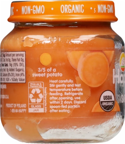 Happy Baby® Organics Sweet Potatoes Stage 1 Baby Food Perspective: left