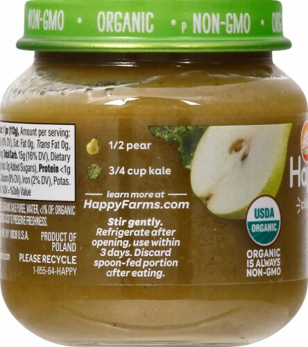 Happy Baby® Organic Pears & Kale Stage 2 Baby Food Perspective: left