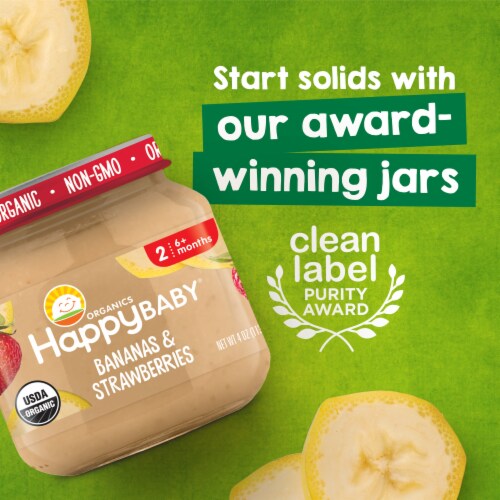 Happy Baby Clearly Crafted Stage 2 Pears & Prunes Jar Perspective: left