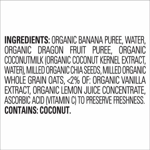 Happy Tot Super Morning Stage 4 Bananas Dragon Fruit Coconut Milk Millet VanillaChia Pouch Perspective: left