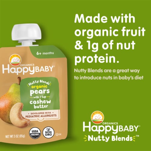 Happy Baby Nutty Blends Pears with Cashew Butter Pouch Perspective: left