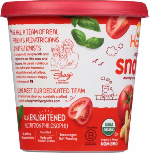 Happy Baby® Snackers™ Organic Tomato and Basil Baked Grain Snack Perspective: left