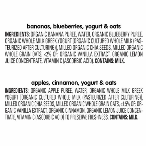 Happy Tot Organics Super Morning Stage 4 Two-Flavor Variety Pack Organic Toddler Food Pouches Perspective: left