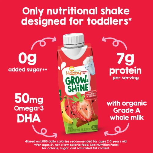 Happy Tot Organics Grow & Shine Strawberry Banana Toddler Nutritional Shake Perspective: left