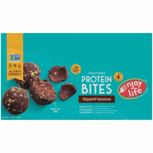 Enjoy Life Dipped Banana Chocolate Protein Bites Perspective: left