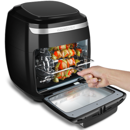 GoWISE USA 11.6-Quart Air Fryer Toaster Oven, Vibe, Black/Silver Perspective: left