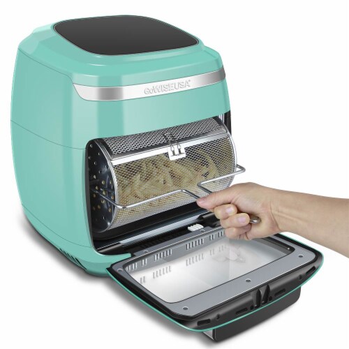 GoWISE USA 11.6-Quart Air Fryer Toaster Oven, Vibe, Mint/Silver Perspective: left