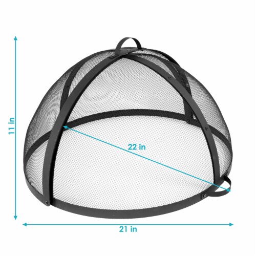 Sunnydaze 22 in Easy Access Steel Fire Pit Spark Screen Perspective: left