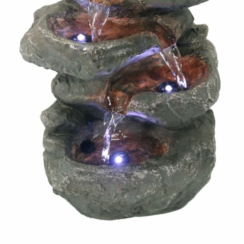 Tabletop Indoor Water Fountain LED Lights 10.5 Stacked Rocks Table Waterfall Perspective: left
