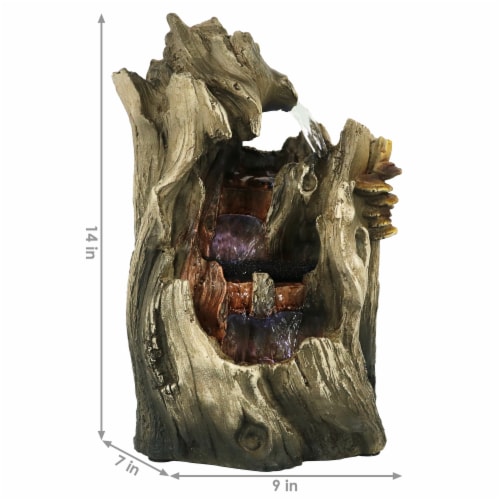 Sunnydaze Cascading Caves Waterfall Water Tabletop Fountain Feature w/ LED - 14 Perspective: left