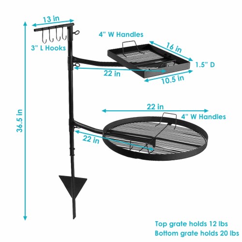 Sunnydaze Steel Fire Pit Cooking Grill Swivel Set with Stand Ground Stake 48.5 Fry s Food Stores