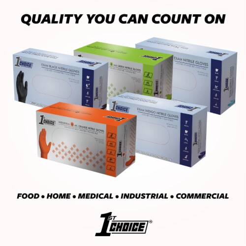 1st Choice Black Nitrile Disposable Exam Gloves, 3 Mil, Large, 100 Perspective: left
