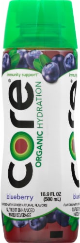 Core Organic Hydration Blueberry Nutrient Enhanced Water Beverage Perspective: left