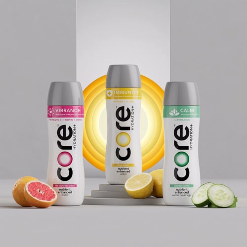 Core Hydration Calm Enhanced Bottled Water Perspective: left
