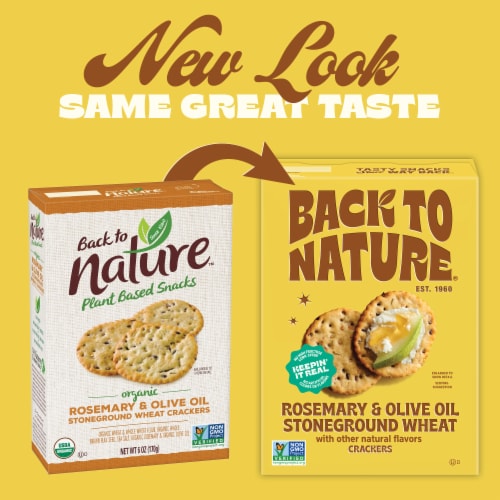 Back to Nature Rosemary & Olive Oil Stoneground Wheat Crackers Perspective: left