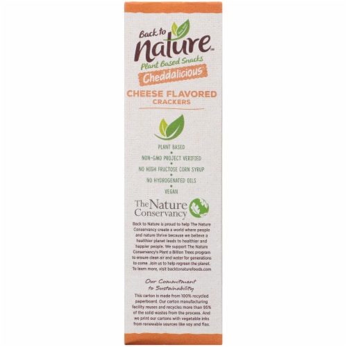 Back to Nature Cheddalicious Cheese Flavored Crackers Perspective: left