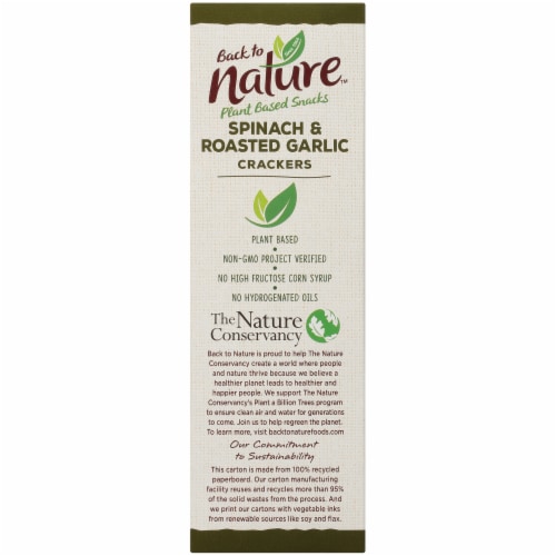 Back to Nature Spinach & Roasted Garlic Crackers Perspective: left