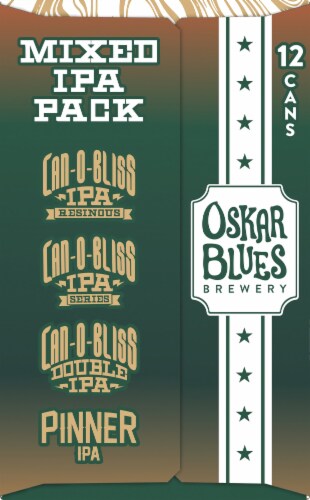 Oskar Blues Brewery Pack-O-Bliss Mixed IPA Pack Perspective: left
