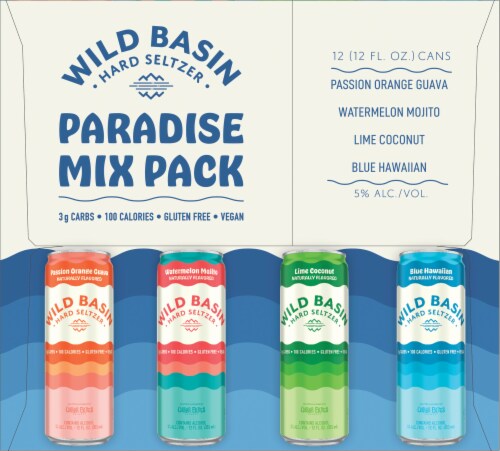 Oskar Blues Brewery Wild Basin Paradise Hard Seltzer Variety Pack Perspective: left