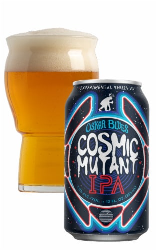 Oskar Blues Cosmic Mutant IPA Beer Perspective: left