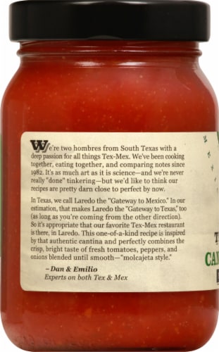 Dan & Emilio's Tex-Mex Mild Cantina Salsa Perspective: left