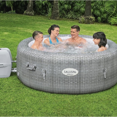 Bestway Honolulu SaluSpa 6 Person Inflatable Round Hot Tub Spa with 140 AirJets Perspective: left