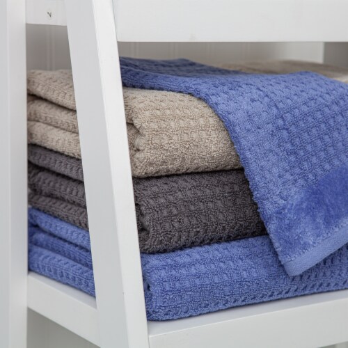 Spa Check Denim Textured Bath Towel Set Perspective: left