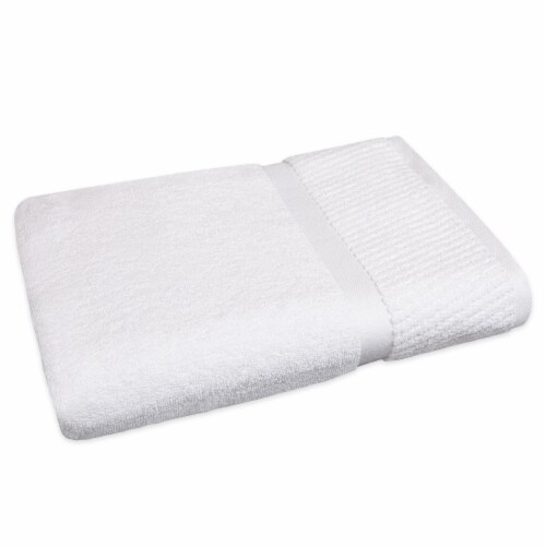 Amadour Textured Cuff White Bath Towel Set Perspective: left
