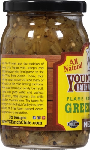 Young Guns Hatch Valley Flame Roasted Medium Diced Green Chiles Perspective: left
