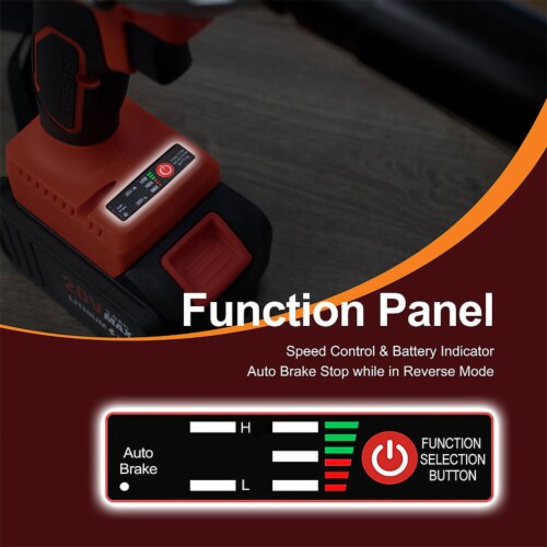 Toolman 20V 16PC Lithium Ion Cordless Brushless Battery Power Impact Wrench Red 1 Piece QFC