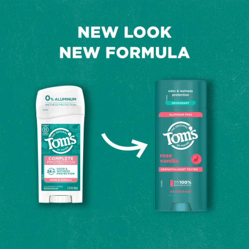 Tom’s of Maine Rose Vanilla Natural Deodorant Aluminum Free Clear Application Perspective: left