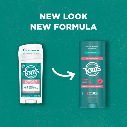 Tom’s of Maine Rose Vanilla Natural Deodorant Aluminum Free Clear Application Perspective: left