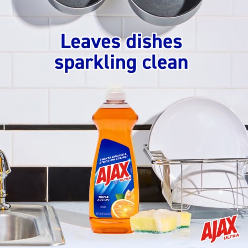 Ajax Ultra Triple Action Liquid Dish Soap Orange Scent Perspective: left