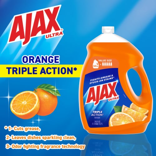 Ajax Ultra Triple Action Orange Scent Liquid Dish Soap Perspective: left