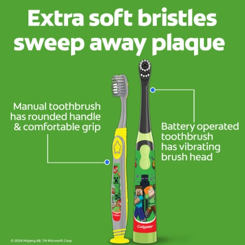 Colgate Kids Minecraft Toothbrush and Kids Toothpaste Gift Set Perspective: left