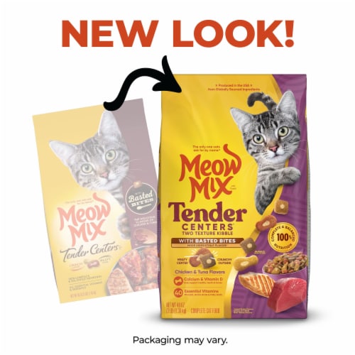 Meow Mix Tender Centers Dry Cat Food with Basted Bites, Chicken & Tuna Flavors Perspective: left
