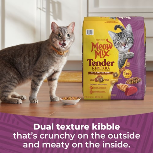 Meow Mix Tender Centers Dry Cat Food with Basted Bites, Chicken & Tuna Flavors Perspective: left
