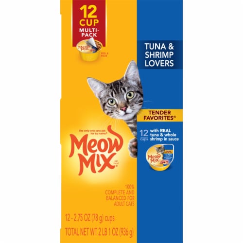 Meow Mix Cat Food, Tenders in Sauce, with Real Tuna & Whole Shrimp