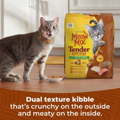 Meow Mix Tender Centers® Salmon & Turkey Dry Cat Food with Vitality Bursts Perspective: left
