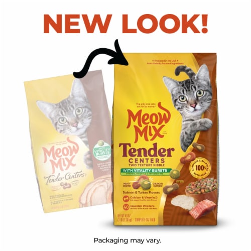 Meow Mix Tender Centers Dry Cat Food With Vitality Bursts Salmon & Turkey Flavors Perspective: left