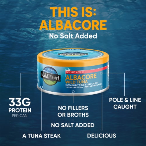 Wild Planet Albacore No Salt Added Wild Tuna Perspective: left