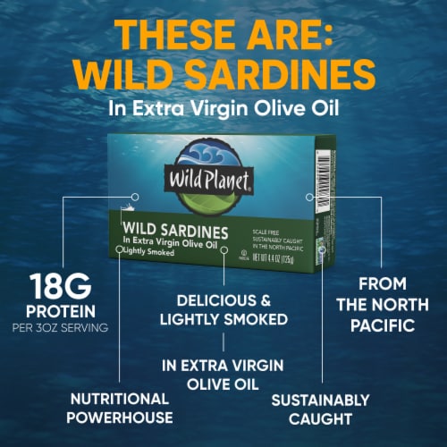 Wild Planet Wild Sardines in Extra Virgin Olive Oil Perspective: left