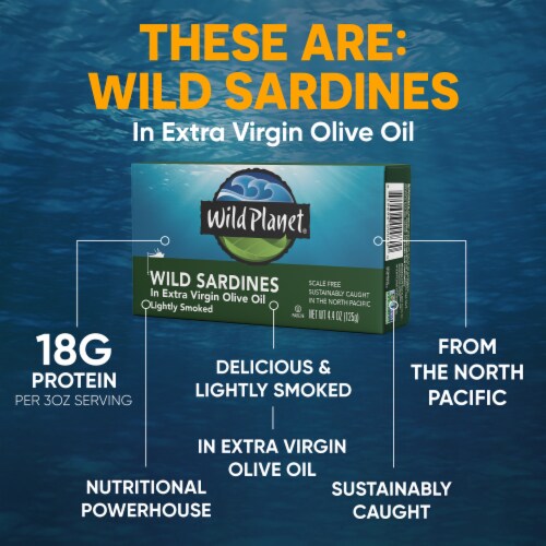 Wild Planet Wild Sardines in Extra Virgin Olive Oil Perspective: left