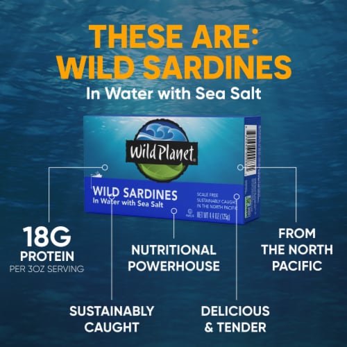 Wild Planet Sardines in Sea Salt Water Perspective: left
