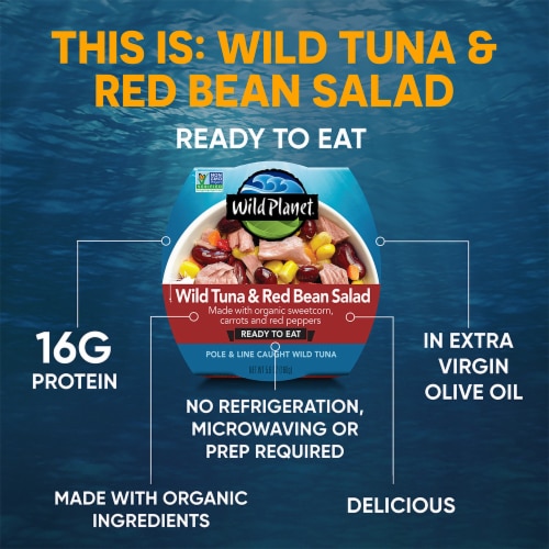 Wild Planet Ready to Eat Tuna Bean & Corn Salad Bowl Perspective: left