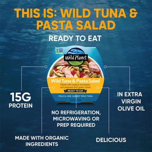 Wild Planet Ready to Eat Tuna Pasta Salad Bowl Perspective: left