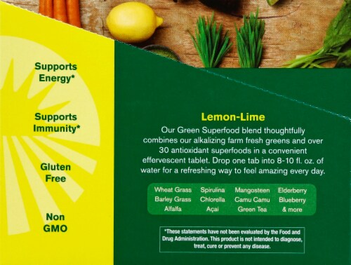 Amazing Grass Green Superfood Lemon-Lime Effervescent Greens Tablets Perspective: left