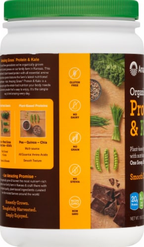 Amazing Grass Organic Smooth Chocolate Protein & Kale Powder Perspective: left